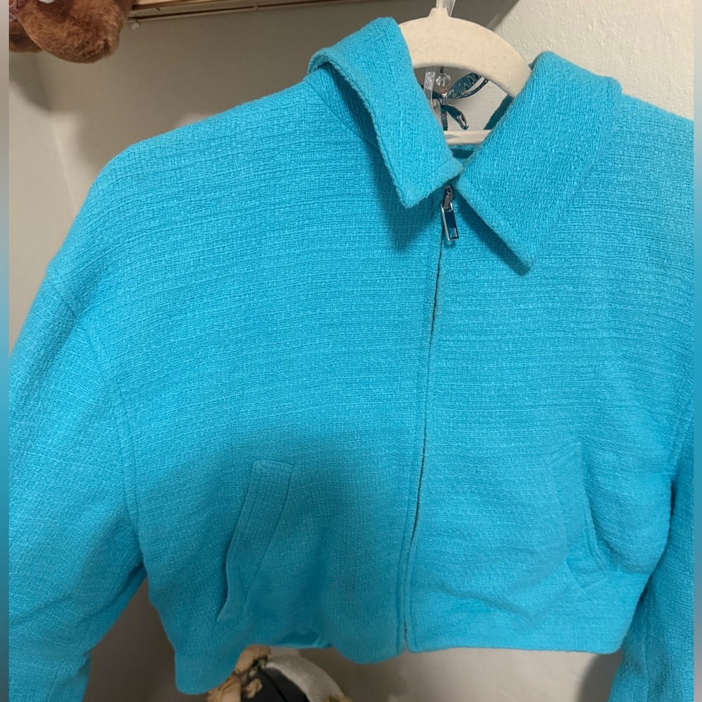 Zara Vibrant Blue Bomber Jacket